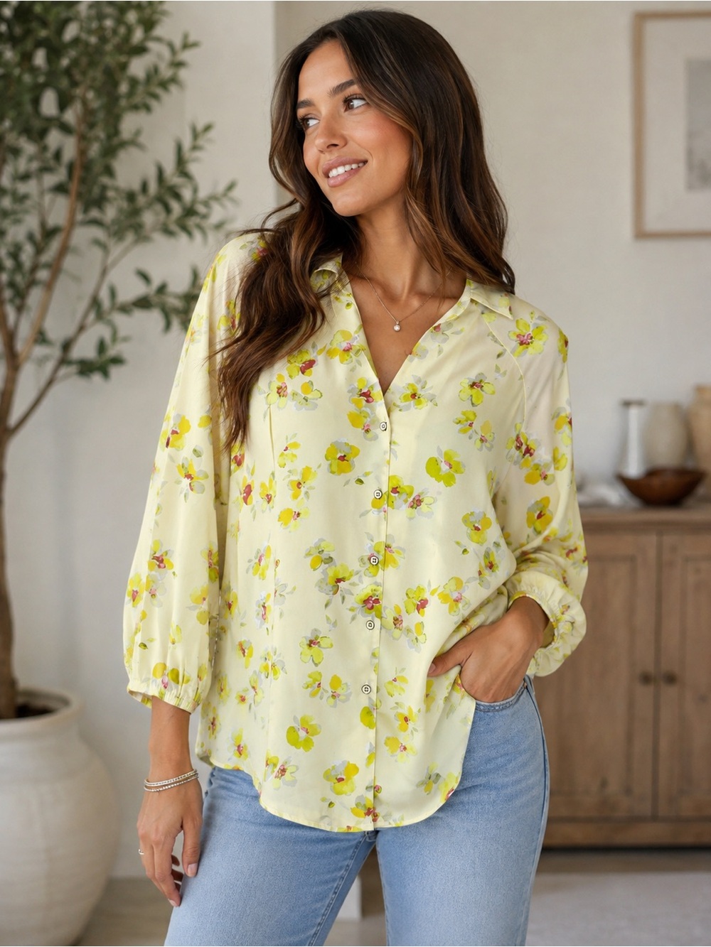 CAbi Go-To #6294 Yellow Blouse